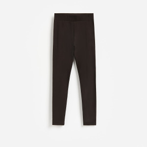Legginsy z bawełną - L - ciemnobrązowy - damska - Reserved - 796KE-89X