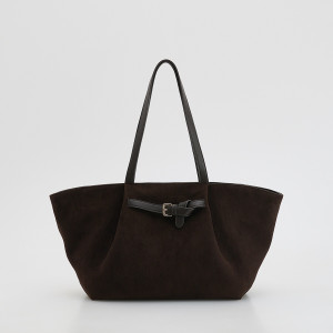 Torebka shopper z imitacji zamszu - ONE SIZE - ciemnobrązowy - damska - Reserved - 801FC-89X