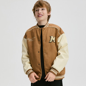 Kurtka bomber z imitacji zamszu - 134 (8 lat) - brązowy - chłopcy - Reserved - 801HF-82X