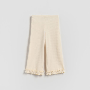 Prążkowane spodnie - 104 (3-4 lata) - złamana biel - dziewczynki - Reserved - 801HN-01X