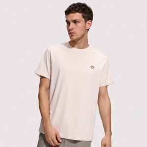 T-shirt regular z haftem - L - beżowy - męska - Reserved - 801JM-08X
