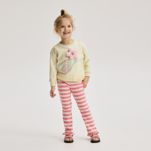 Prążkowane spodnie w paski - 104 (3-4 lata) - wielobarwny - dziewczynki - Reserved - 802HN-MLC