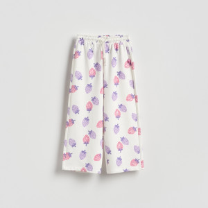 Wzorzyste spodnie - 104 (3-4 lata) - złamana biel - dziewczynki - Reserved - 803HN-01X