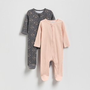 Bawełniany pajacyk 2 pack - 74 (6-9 m.) - brudny róż - dziewczynki - Reserved - 804GK-39X