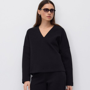 Bluza z dekoltem V - L - czarny - damska - Reserved - 806HS-99X