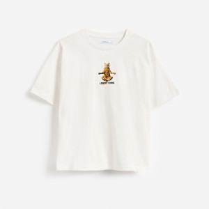 T-shirt z nadrukiem - 140 (9 lat) - jasnoszary - dziewczynki - Reserved - 807KC-09X