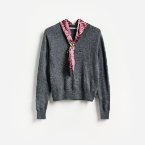 Sweter z dodatkiem wełny - L - szary - damska - Reserved - 807KZ-85M
