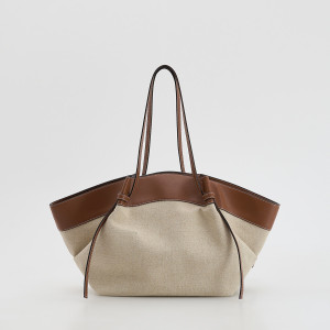 Torebka shopper z lnem - ONE SIZE - brązowy - damska - Reserved - 808FC-88X