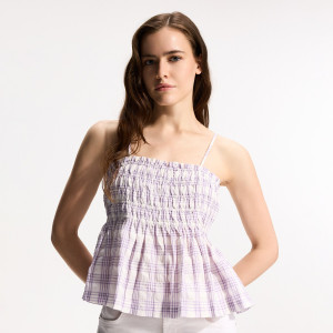 Top w kratkę - XL - lawendowy - damska - Reserved - 808II-04X