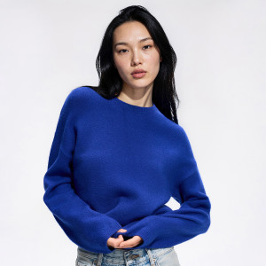 Sweter z obniżoną linią ramion - XXL - niebieski - damska - Reserved - 809KZ-57X