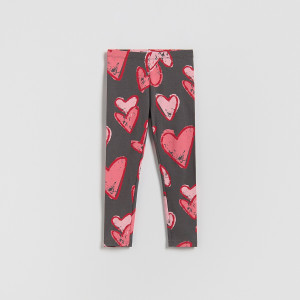 Bawełniane legginsy z nadrukiem - 80 (9-12 m.) - ciemnoszary - dziewczynki - Reserved - 811HN-90X