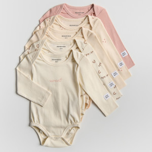 Bawełniane body 5 pack - 62 (1-3 m.) - złamana biel - dziewczynki - Reserved - 815GK-01X