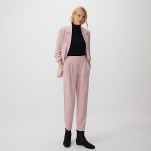 Spodnie jogger z zakładkami - L - pastelowy róż - damska - Reserved - 8172B-03X