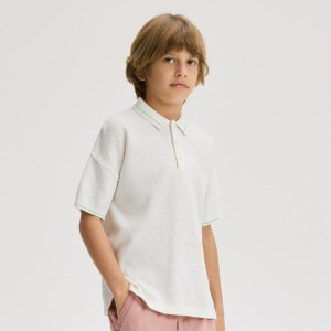Sweter polo - 122 (6-7 lat) - złamana biel - chłopcy - Reserved - 819BE-01X