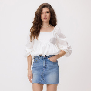 Jeansowa spódnica mini - L - niebieski - damska - Reserved - 820JW-50J