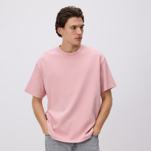 Bawełniany t-shirt boxy - XL - pastelowy róż - męska - Reserved - 820KK-03X