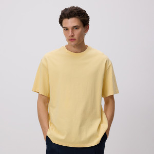 Bawełniany t-shirt boxy - S - jasnożółty - męska - Reserved - 820KK-10X