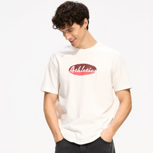 T-shirt regular z nadrukiem - XL - złamana biel - męska - Reserved - 823JM-01X