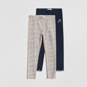 Bawełniane legginsy 2 pack - 80 (9-12 m.) - wielobarwny - dziewczynki - Reserved - 824HN-MLC