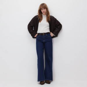 Jeansy wide leg - 32 - granatowy - damska - Reserved - 824IU-59J