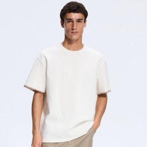 Gładki T-shirt boxy - L - złamana biel - męska - Reserved - 826JM-01X
