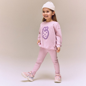 Bawełniany komplet z aplikacją - 104 (3-4 lata) - lawendowy - dziewczynki - Reserved - 827HN-04X