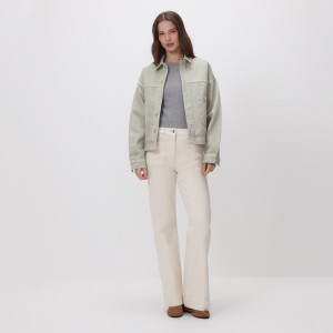 Jeansy flare - 42 - kremowy - damska - Reserved - 827IU-02J