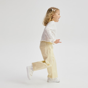 Spodnie z koronką - 110 (4-5 lat) - jasnożółty - dziewczynki - Reserved - 830HN-10X