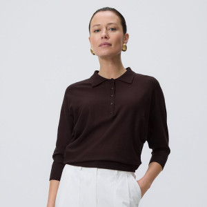 Sweter polo z wiskozą - L - brązowy - damska - Reserved - 833IP-88X