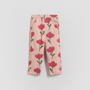 Wzorzyste spodnie - 104 (3-4 lata) - pastelowy róż - dziewczynki - Reserved - 834HN-03X