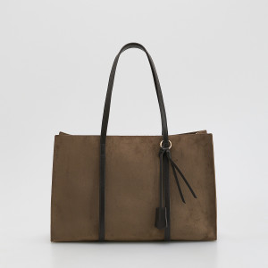 Torebka shopper z imitacji zamszu - ONE SIZE - brązowy - damska - Reserved - 835FC-98X