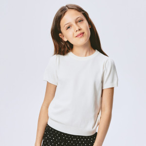 Sweter z krótkim rękawem - 158 (12 lat) - złamana biel - dziewczynki - Reserved - 835IE-01X