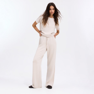Spodnie z modalem long leg - XL - beżowy - damska - Reserved - 835KE-08X