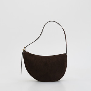 Torebka na ramię z imitacji zamszu - ONE SIZE - ciemnobrązowy - damska - Reserved - 836FC-89X