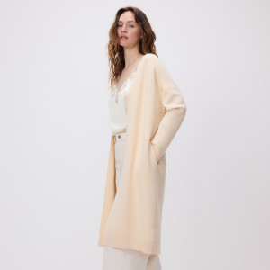 Długi kardigan z wiskozą - XL/XXL - kremowy - damska - Reserved - 836IP-02X