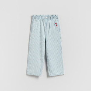 Jeansy baggy w paski - 104 (3-4 lata) - niebieski - dziewczynki - Reserved - 840HN-05J