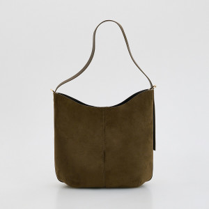 Torebka shopper z imitacji zamszu - ONE SIZE - ciemnozielony - damska - Reserved - 841FC-78X