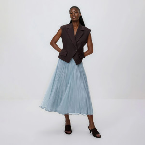 Spódnica midi - L - jasnoniebieski - damska - Reserved - 841HS-05X