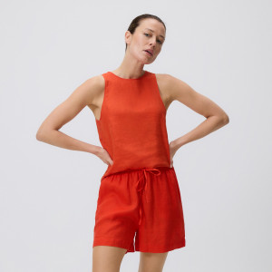 Lniane szorty - L - pomarańczowy - damska - Reserved - 842IR-23X