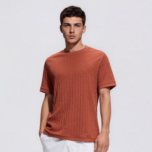 Strukturalny t-shirt regular fit - XL - bordowy - męska - Reserved - 842JM-83X