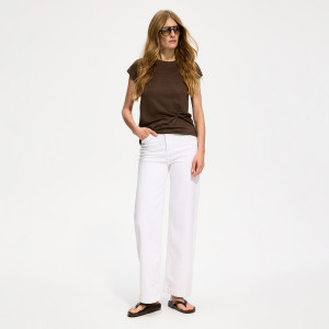Jeansy wide leg z wysokim stanem - 34 - biały - damska - Reserved - 843IU-00J