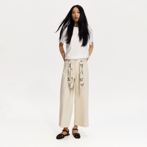 Jeansy culotte z chustką - 34 - kremowy - damska - Reserved - 846IU-02J