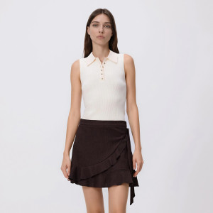 Spódnica mini - L - ciemnobrązowy - damska - Reserved - 847HS-89X