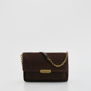 Zamszowa torebka na ramię - ONE SIZE - ciemnobrązowy - damska - Reserved - 848FC-89X