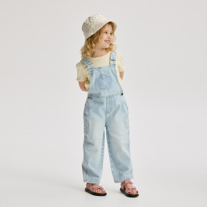 Jeansowe ogrodniczki skater - 104 (3-4 lata) - niebieski - dziewczynki - Reserved - 848HN-05J