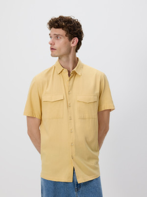 Bawełniana koszula regular fit - L - jasnożółty - męska - Reserved - 850FS-10X