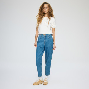 Jeansy mom fit - 32 - niebieski - damska - Reserved - 851IU-50J