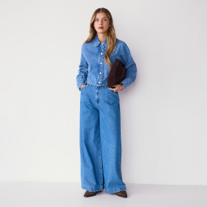 Jeansy wide leg ze średnim stanem - 34 - niebieski - damska - Reserved - 852IU-50J