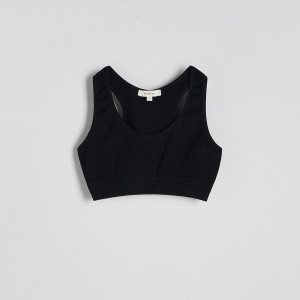 Bezszwowy top w stylu sportowym - L - czarny - damska - Reserved - 856EH-99X