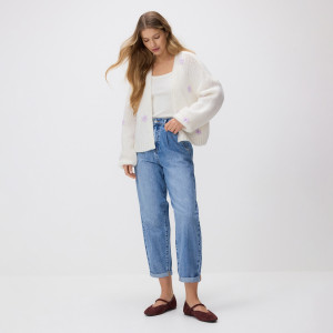 Jeansy barrel leg - 32 - niebieski - damska - Reserved - 856JH-50J